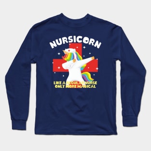 Nursicorn Dabbing Unicorn Funny Nurse Long Sleeve T-Shirt